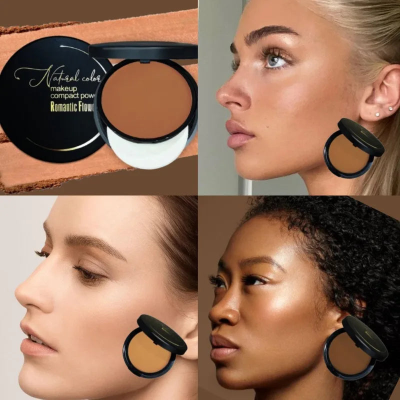 6-color Powder Dark Waterproof Full Coverage Cosmetic Cosmetics Powder Natural Powder Puff Powder Foundation