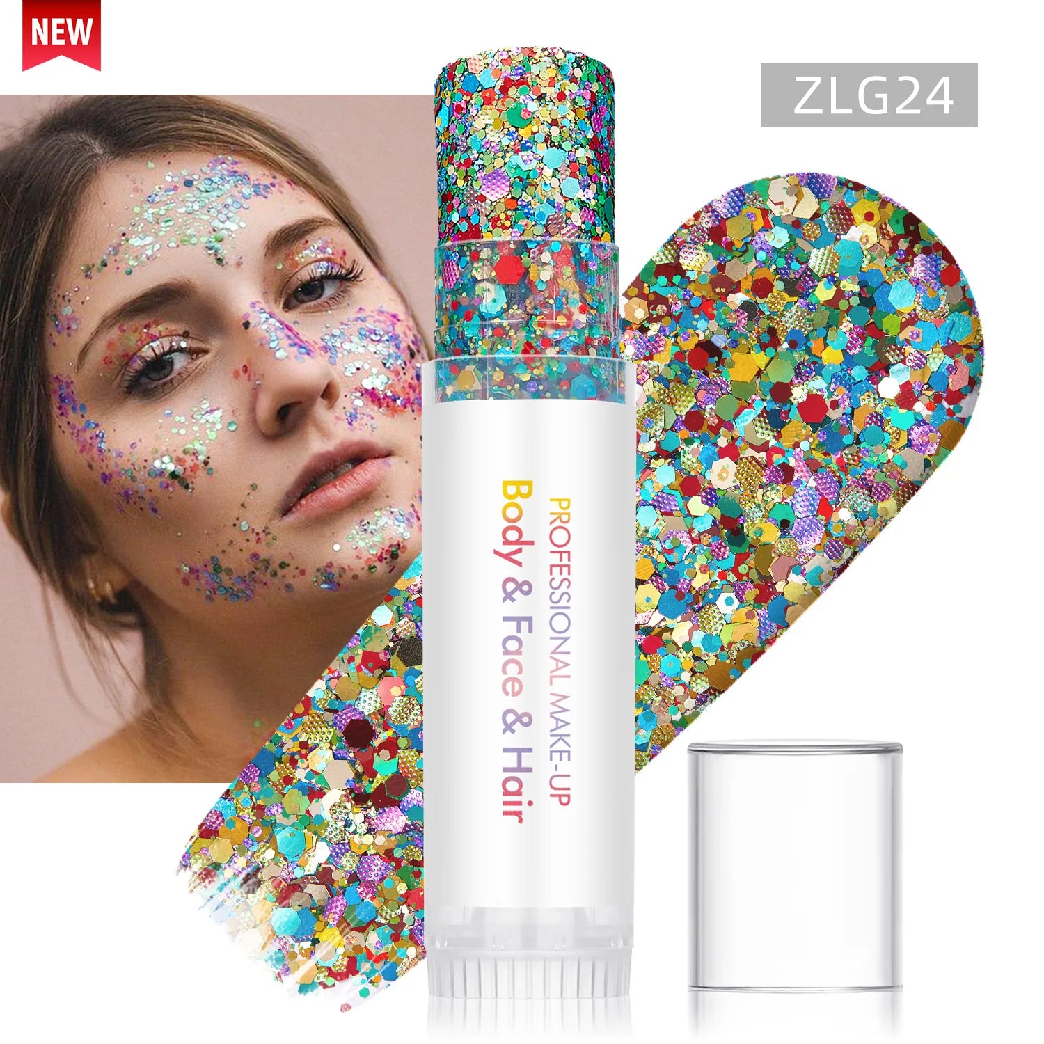 New Body Glitter Stick Face Painting Sequins Gel Mermaid Chunky Glitter Glue for Carnival Hair Body Eye shadow Makeup