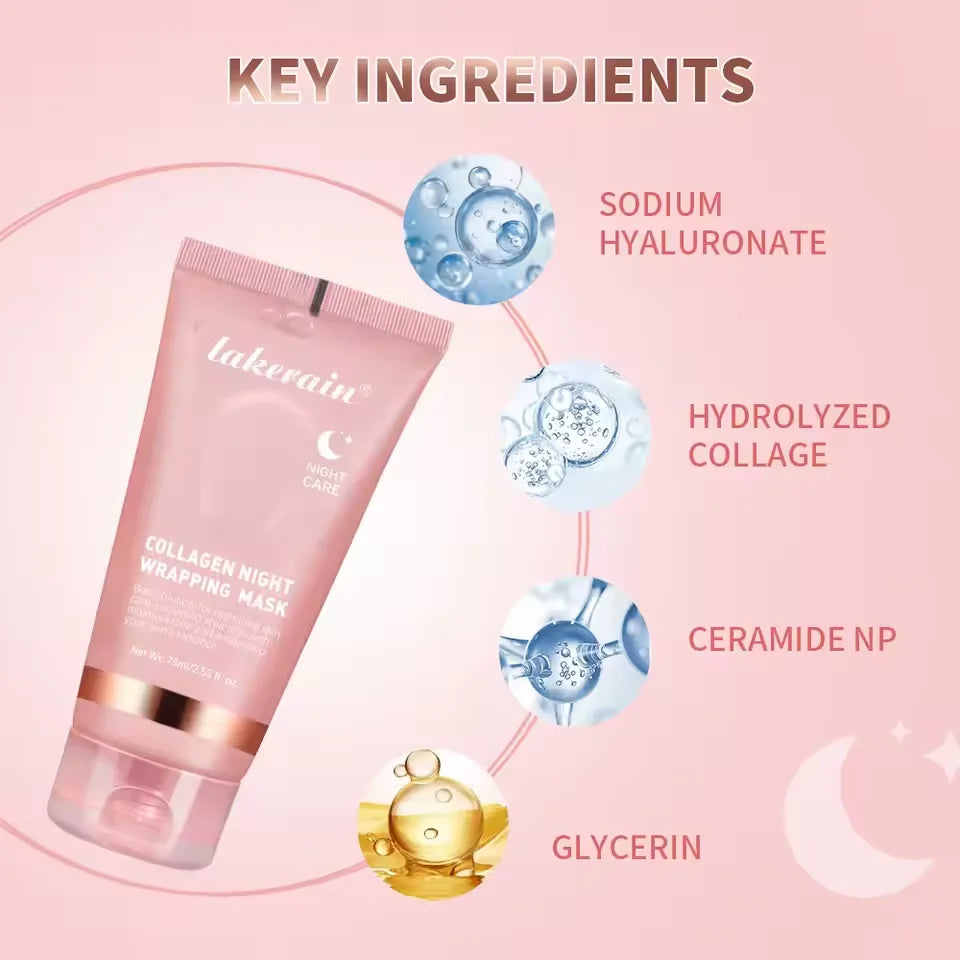 Collagen Wrapped Night Mask,Moisturizing Firming,Deeply Hydrates Reduces Skin Texture,Night Care Mask Ideal for Use Before Bed
