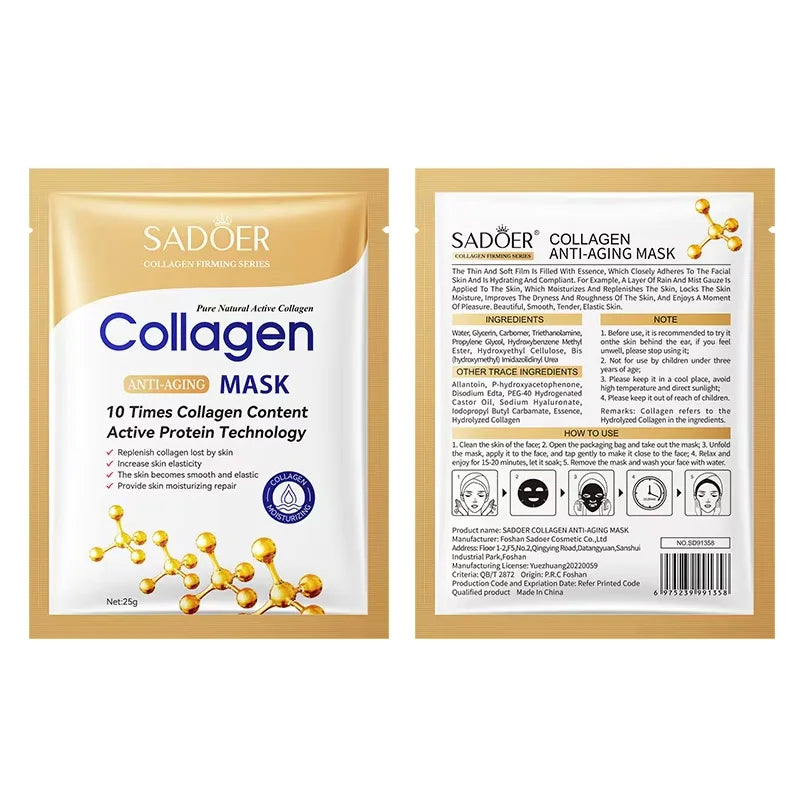 10pcs Collagen Face Mask Firming Moisturizing Repair Brightening Skincare Face Sheet Mask Beauty Facial Masks Korean Skin Care
