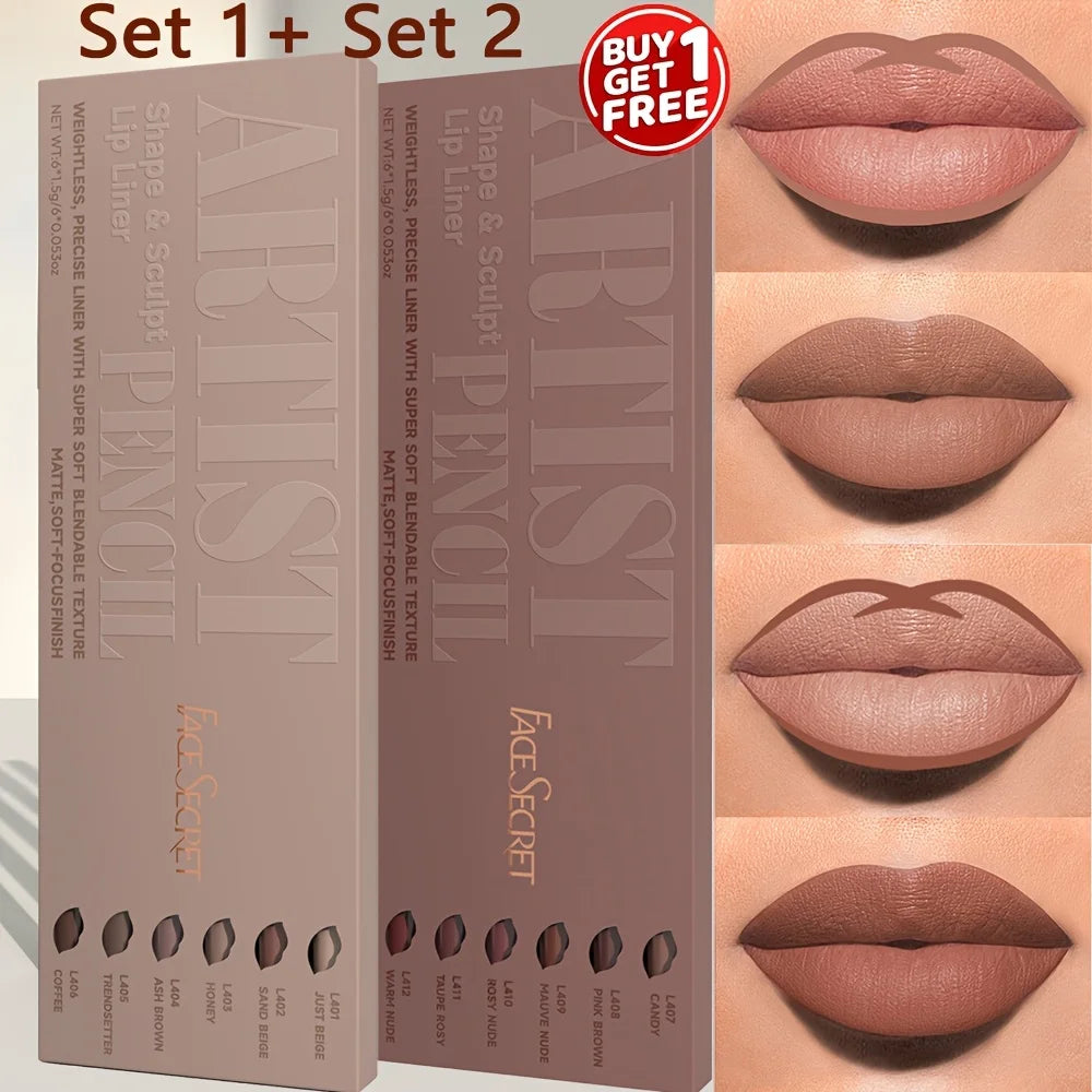 12Pcs/Set Nude Lip Liner Makeup Set - Natural and Long Lasting Waterproof Matte Lipliner Pen  Lip Liner for Everyday Makeup