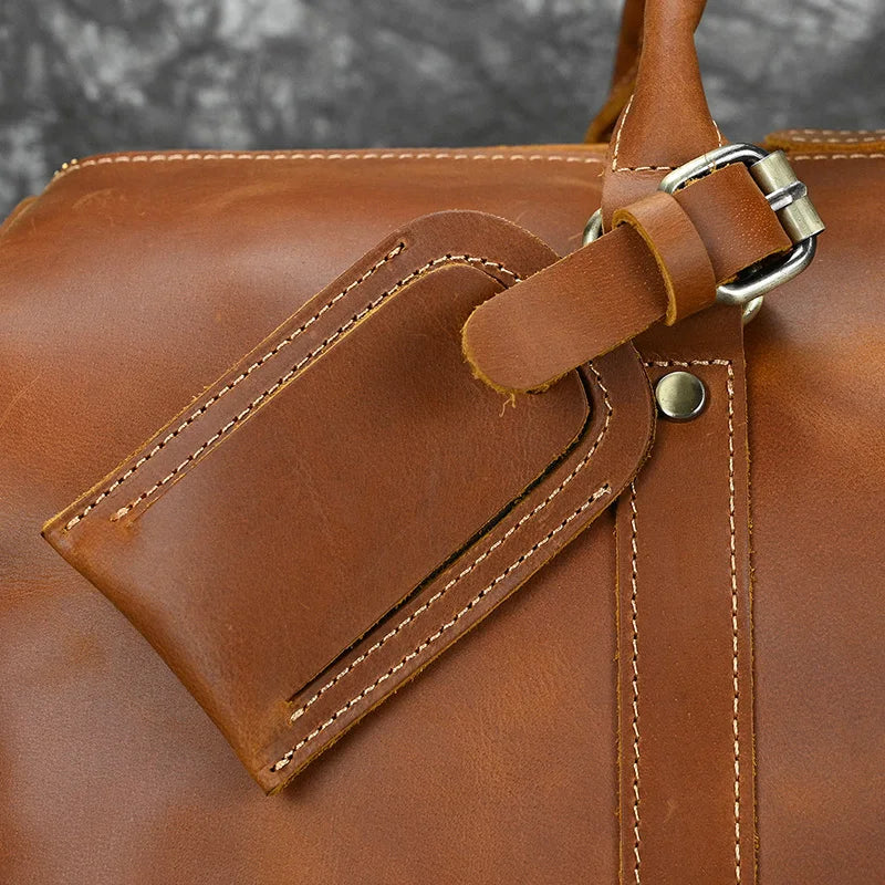Fashionable Style Men's Leather Travel Handbags Real Cowhide Leather Duffle Bags For Man Male Weekend Bags With Shoe Pocket
