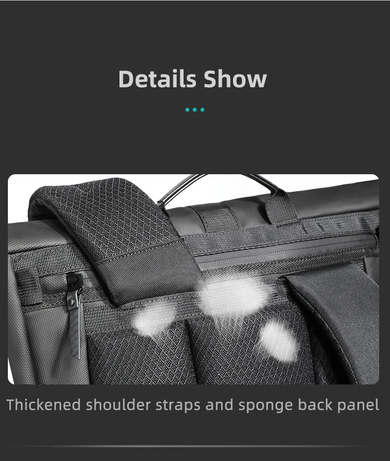 HK Business Roll Top Men's Backpack Large Capacity 15.6 Inch Laptop Bag Waterproof Hiking Travel Backpack Expandable School Bags