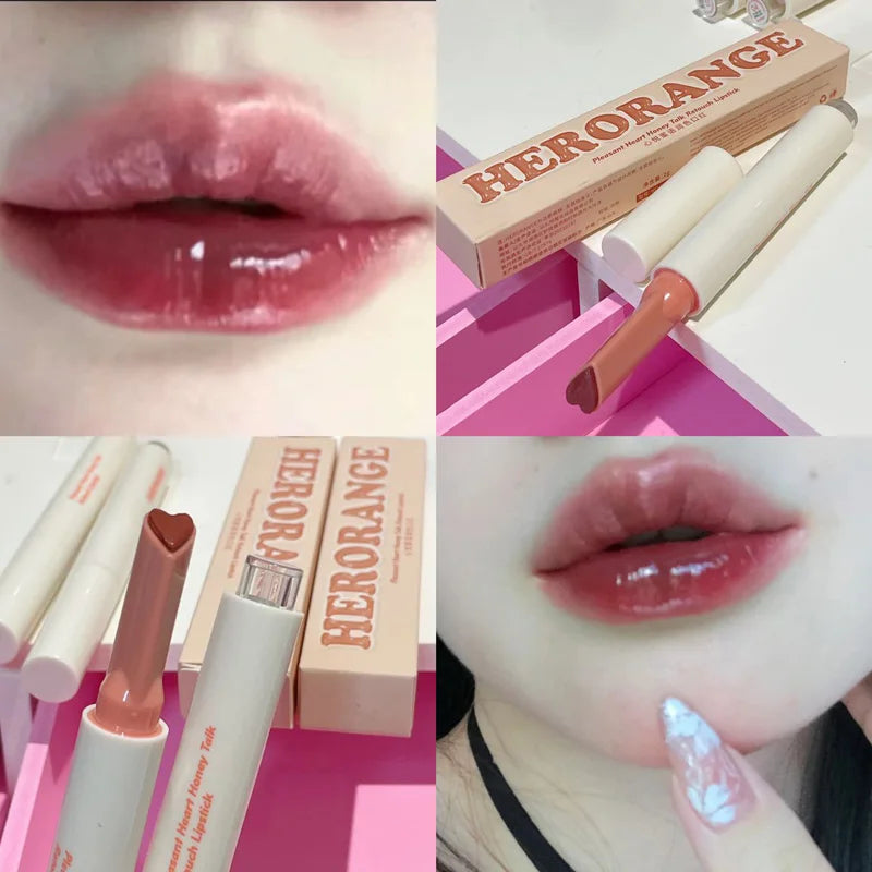 Crystal Honey Solid Lip Glaze Nude Rose Brown Plumping Lip Gloss Moisturising Jelly Tinted Lip Balm Hydrating Black Tea Lipstick