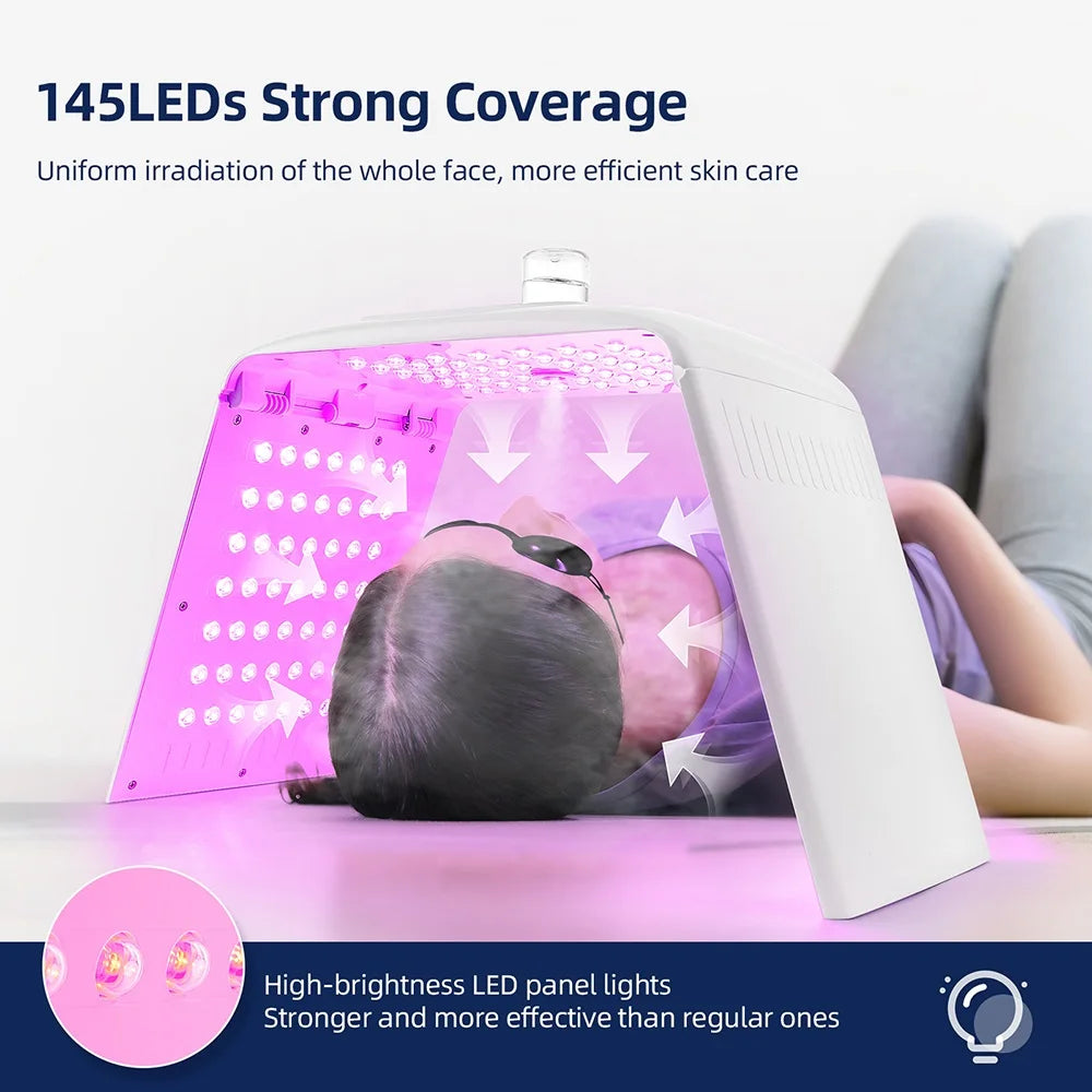 7 Colors LED Photon Machine With Nano Spray Skin Moisturizing Face Humidifier Nano Spray LED Facial Body SPA Skin Care Lamp