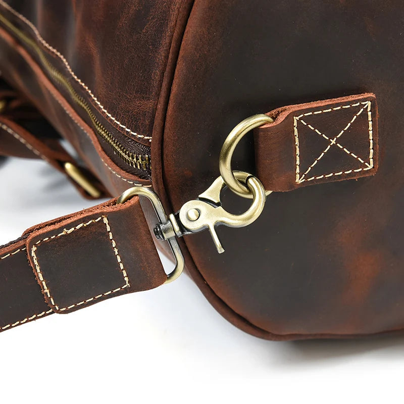 Fashionable Style Men's Leather Travel Handbags Real Cowhide Leather Duffle Bags For Man Male Weekend Bags With Shoe Pocket