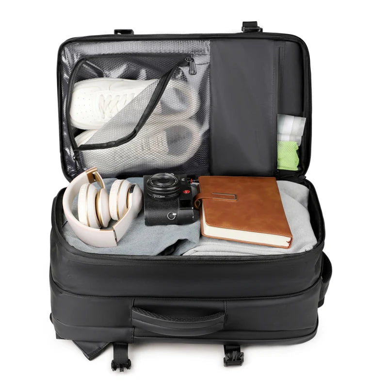 Unisex Vacuum Compression Solid Color Simple Travel Backpack, Large Capacity And Durable Multi-compartment Carry-on Bag