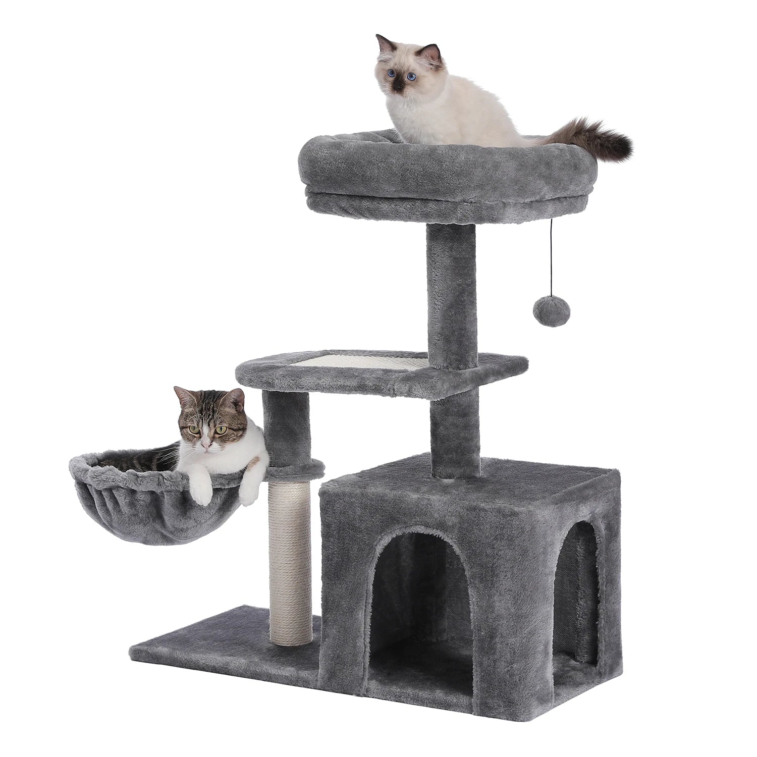 Cat Tree for Small Indoor Cats, Plush Cat Tower with Large Cat Condo, Deep Hammock and Sisal Cat Scratching Post for Kittens