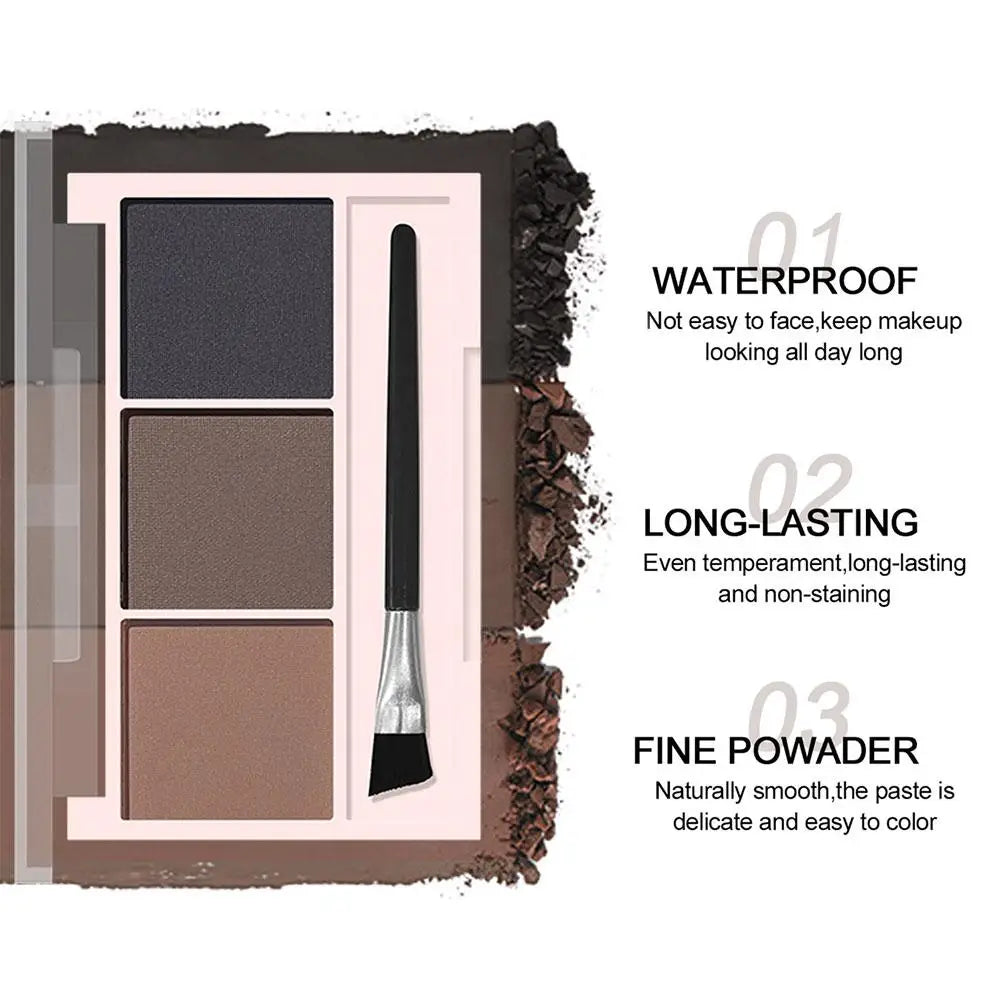 3 Colors Eyebrow Powder Shadow 3D Eyebrow Shape Waterproof and Sweat-proof Natural Long-Lasting Eyebrow Powder