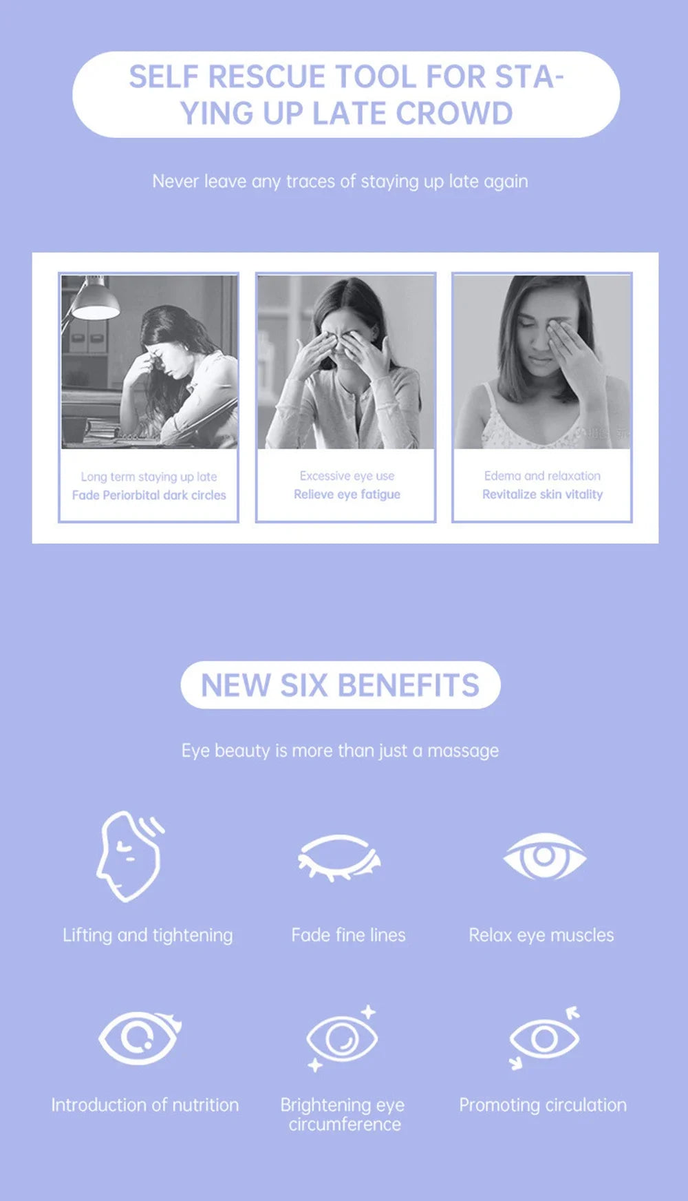 Anti-Aging Eye Massager Eyes Fatigue Relief Relaxation Relieve EMS Eye Massage Dark Circles Eye Bag Removal EyeCare Beauty Tools