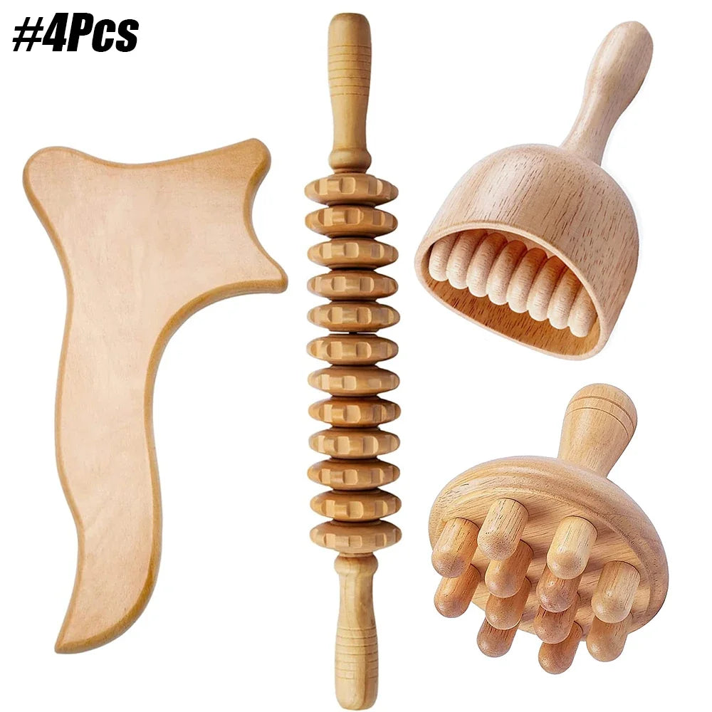 Wood Therapy Massage Roller Stick Wood Massage Cup Wooden Lymphatic Drainage Gua Sha Tool Body Shaping Muscle Massage Relaxation