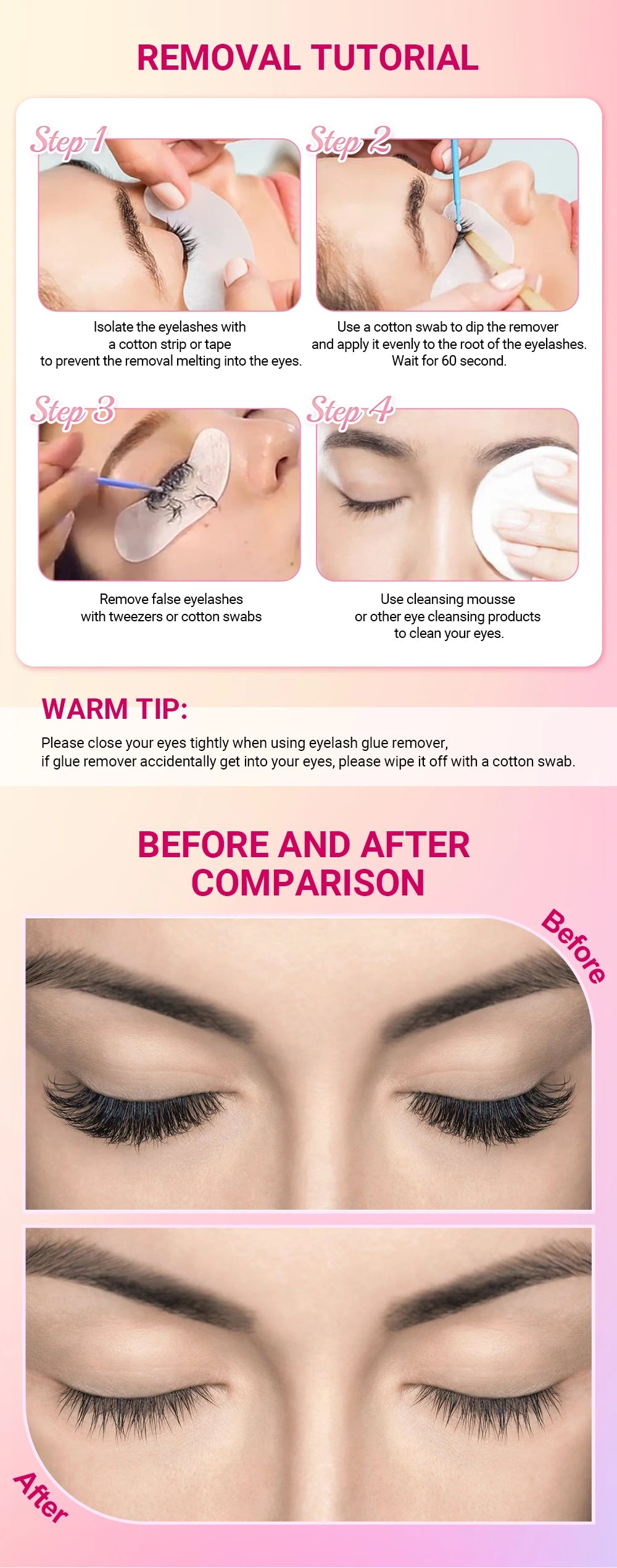 NAGARAKU Fast Remove Safe Eyelashes Glue Remover Eyelash Extension Remover Non-irritating Makeup Tool Lemon Strawberry Flavor