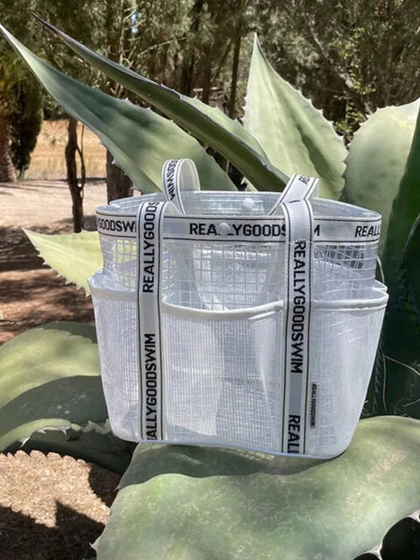 Gym Bag Beach Bag Fashions Transparent Waterproof Multi-Pocket Tote Swimming Mesh Bags High Volume Beach Organiser Travel Swim