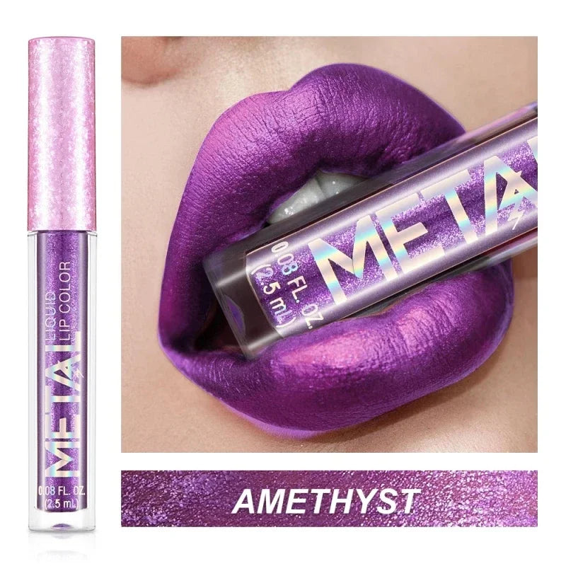Waterproof Pearl Matte Lipstick Long Lasting Non-Stick Cup Lip Glaze Shimmer Glitter Metallic Lip Gloss Lips Makeup Cosmetics