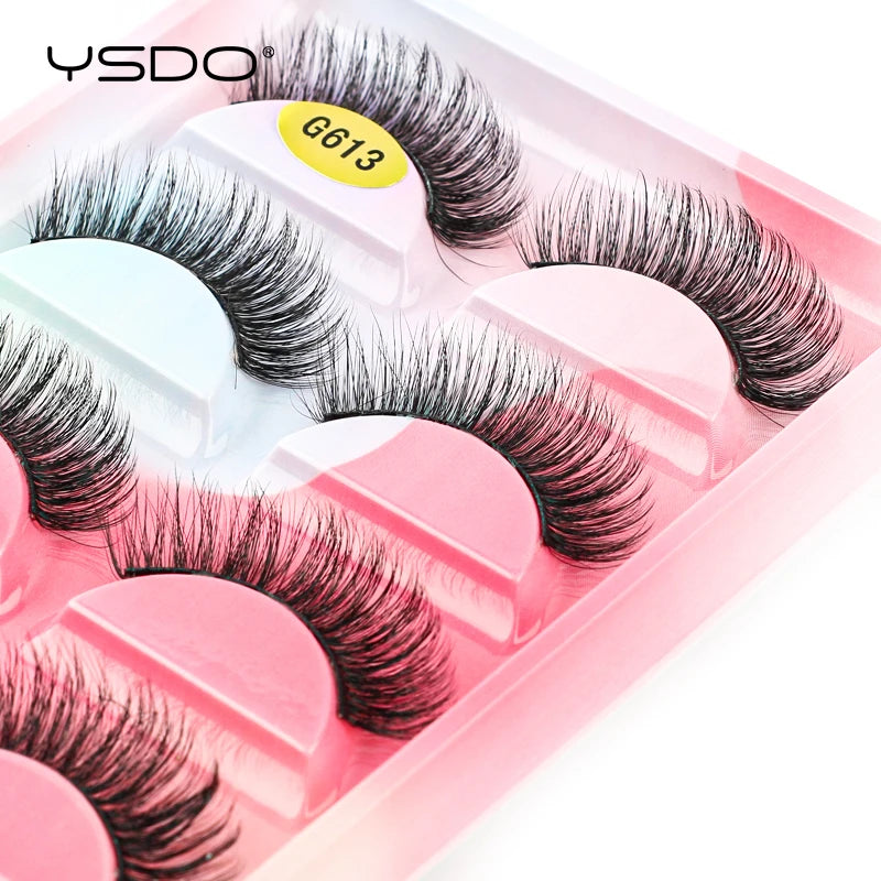 YSDO 5 pairs eyelashes makeup mink strip lashes dramatic eyelashes faux cils natural false eyelashes extension 3d mink eyelashes