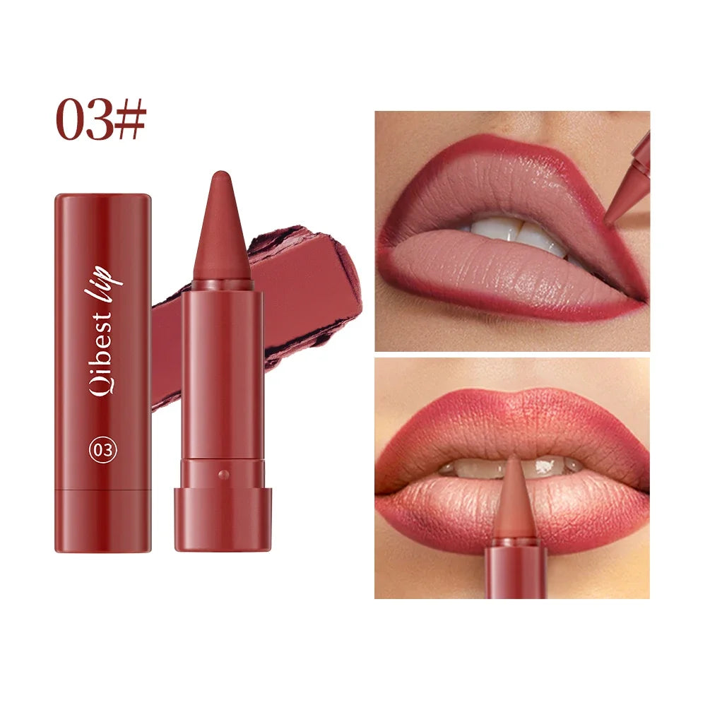 QIBEST 6 Color Matte Lipliner Lipstick Waterproof Lip Stain Lipstick Natural Nude Pink Lip Liner Outline Lips Contour Makeup