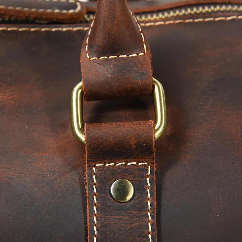 Fashionable Style Men's Leather Travel Handbags Real Cowhide Leather Duffle Bags For Man Male Weekend Bags With Shoe Pocket