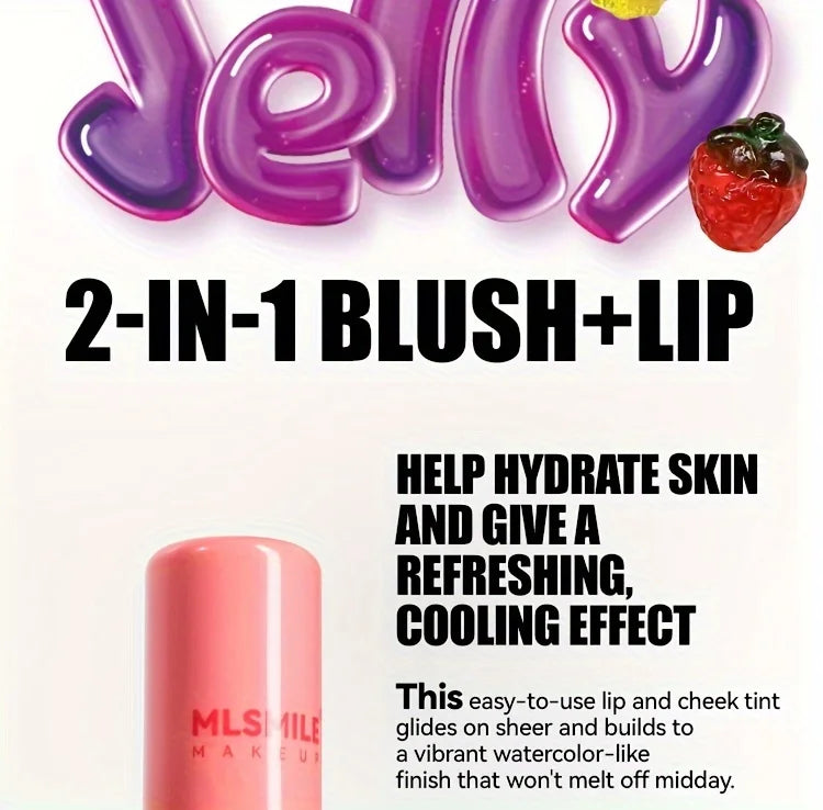 Jelly Blush Stick Lip and Cheek Stick, Multi-purpose Jelly Tint Jelly Blush, Blush Cooling Water Tint Sheer Lip & Cheek Stain