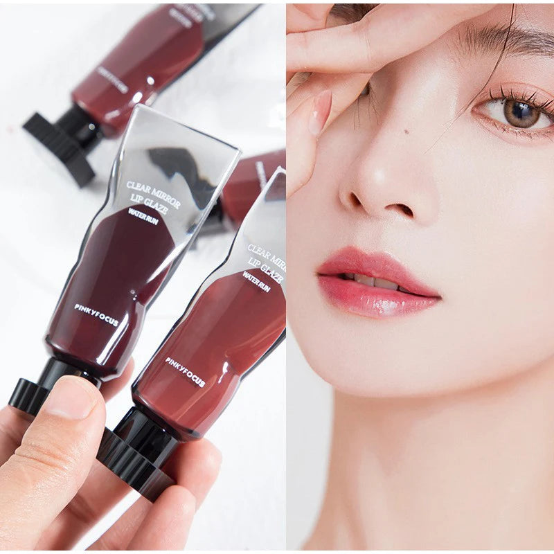 6 Colors Jelly Mirror Water Lip Gloss Transparent Glass Lip Glaze Waterproof Liquid Lipstick Nude Brown Clear Lip Tint Makeup
