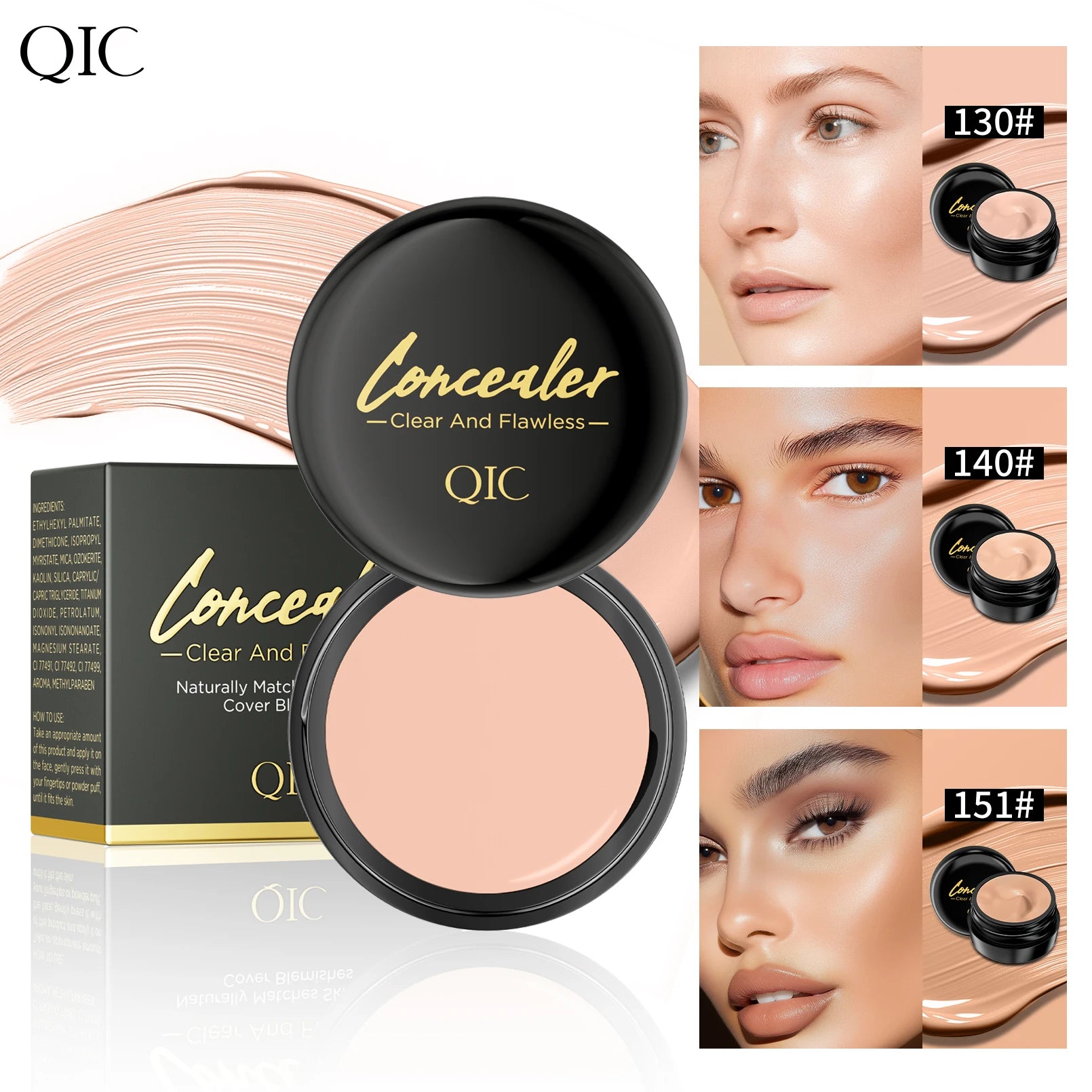 Waterproof & Sweatproof Concealer with Brush - Tattoo coverage, Long-Lasting Foundation, Natural,Full coverage, All Skin Types