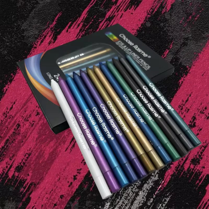 12 Colors Set Glitter&Shimmer  eyeshadow Eyeliner Stick Pack Wearing Smooth Application Versatile Halloween Activity Makeup Pens