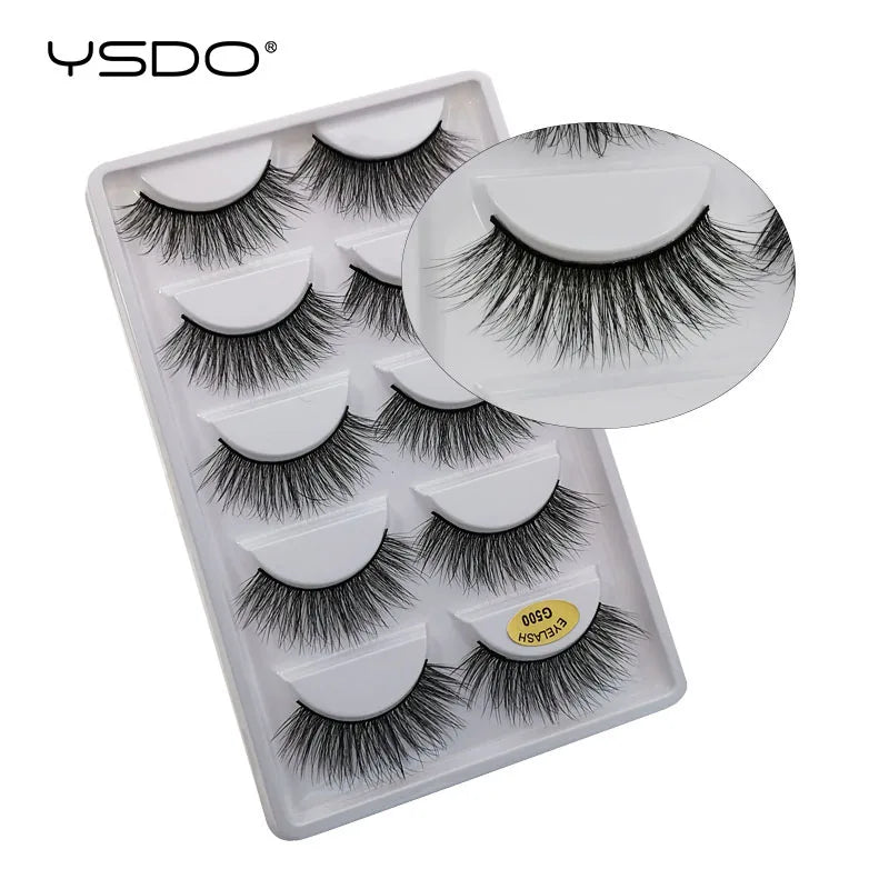 YSDO 5 pairs eyelashes makeup mink strip lashes dramatic eyelashes faux cils natural false eyelashes extension 3d mink eyelashes