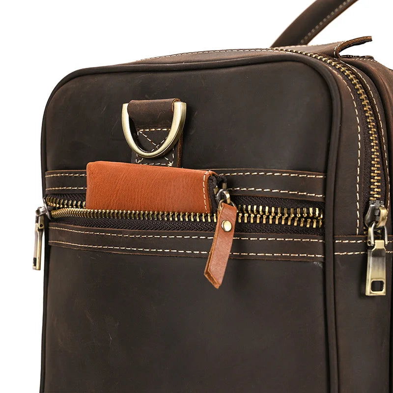 Luufan Crazy Horse Leather Men's Travel Bag Big Travel Duffel Durable Cowhide Weekend Bag Man Genuine Leather Luggage Tote Bag