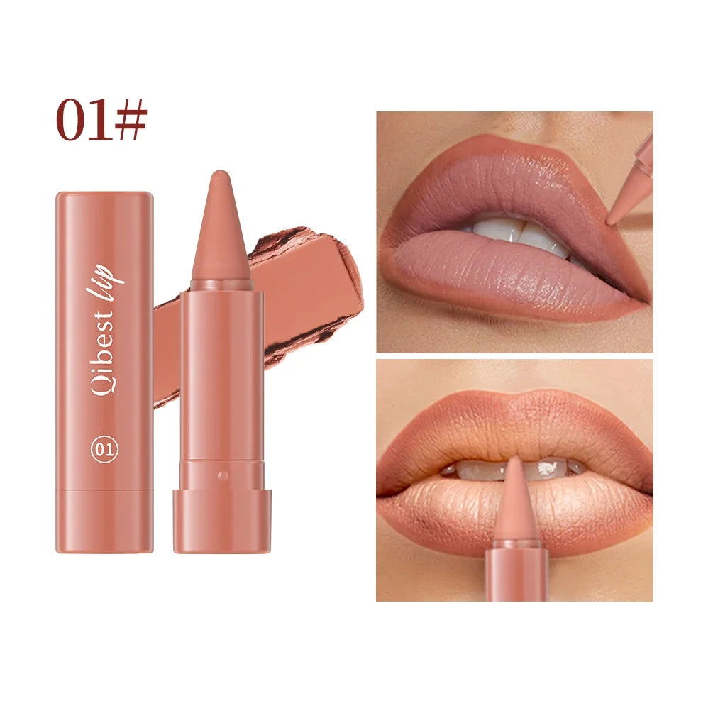QIBEST 6 Color Matte Lipliner Lipstick Waterproof Lip Stain Lipstick Natural Nude Pink Lip Liner Outline Lips Contour Makeup