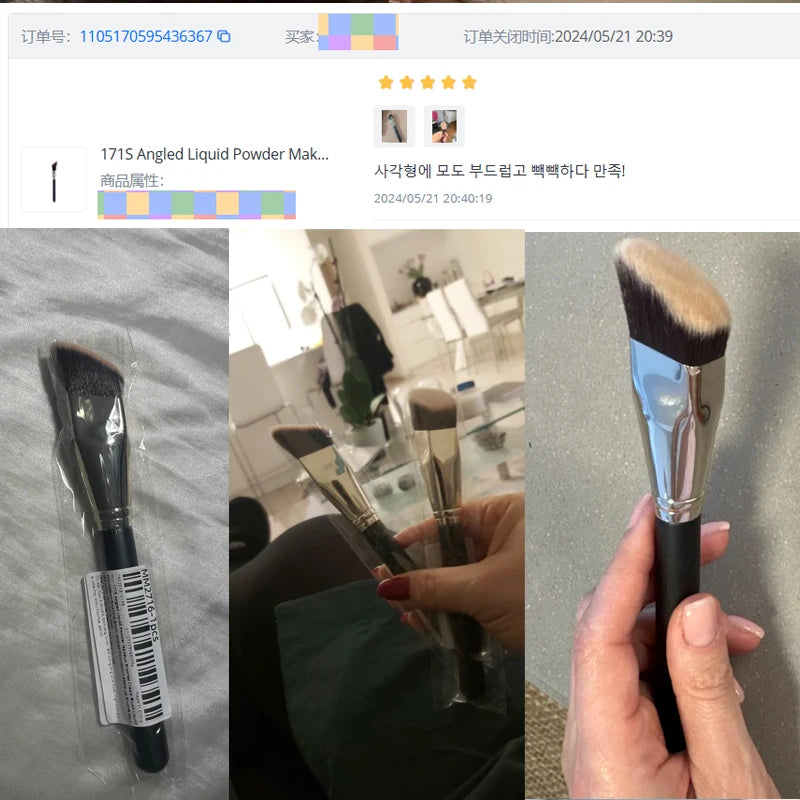 Angled Liquid Powder Contour Makeup Brushes Cream Blush Liquid Foundation Blending Brush Angled Professional Beauty Tools