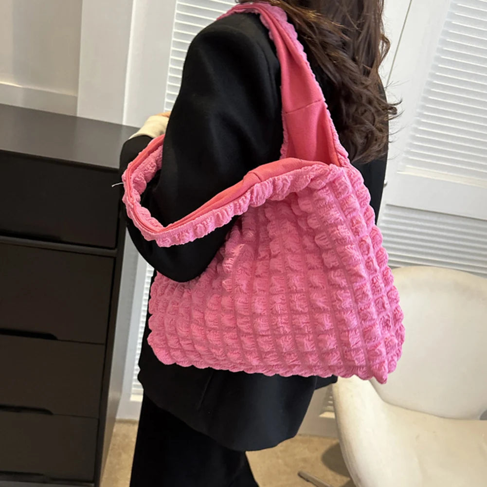 Elegant Handbag Pleated Cloud Bag Female Candy Color Large Capacity Shoulder Bag Handbags Shopping Girls Pouch Tote Bolsas