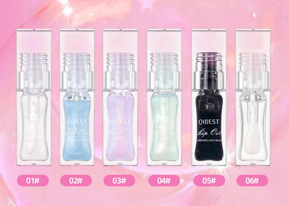 QIBEST Lip Oil Magic Warm Color Changing Lipstick Balm Lip Glaze Transparent Moisturizing Lipgloss Shiny Glitter Lips Cosmetics