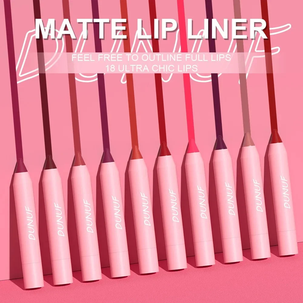 Sexy Dark Red Brown Lipstick Pencil Matte 18 Colors Lip Liner Crayons Rich Full Color Lip Tint Silky Natural Creamy Texture Pen