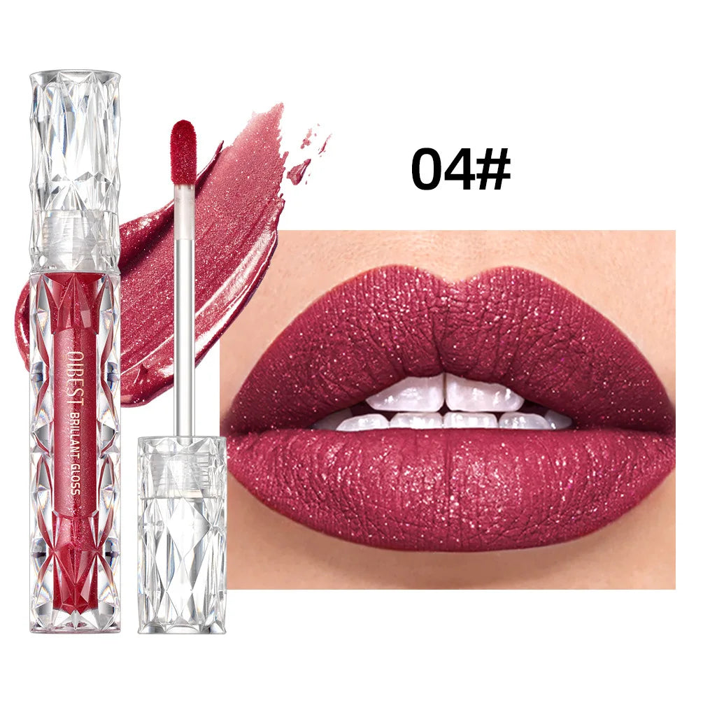 Diamond Shimmer Waterproof Lipgloss 10 Colors Liquid Lipstick Glitter Shiny Pearl Glaze Long Lasting Lip Tint Women Makeup