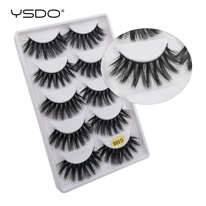 YSDO 5 pairs eyelashes makeup mink strip lashes dramatic eyelashes faux cils natural false eyelashes extension 3d mink eyelashes