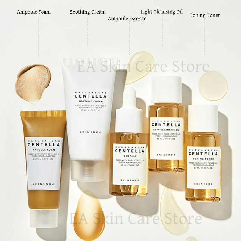 Centella Asiatica Skincare Travel 5-piece Set Skin1004 Travel Size Serum Faciale Toner Soothing Cream Cleansing Oil Ampoule Foam