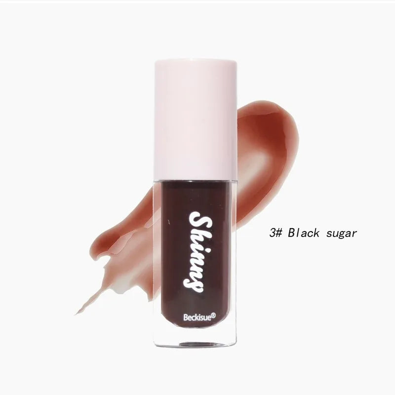 Translucent Black Sugar Lip Oil Water Gloss Jelly Mirror Lip Glaze Lipstick Lip Make Up Women Beauty Nonstick Cup  Lip Gloss