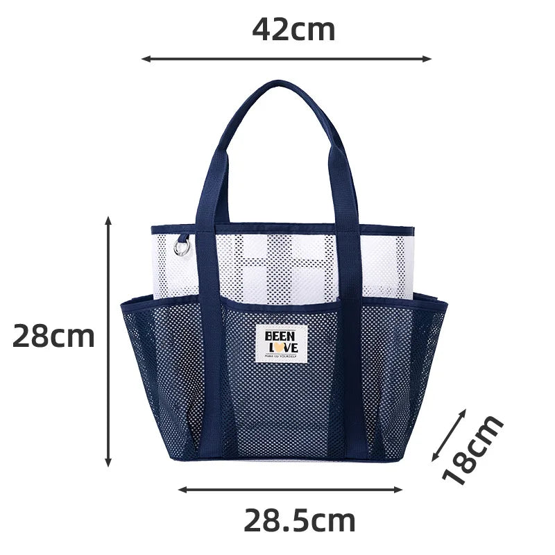 Gym Bag Beach Bag Fashions Transparent Waterproof Multi-Pocket Tote Swimming Mesh Bags High Volume Beach Organiser Travel Swim