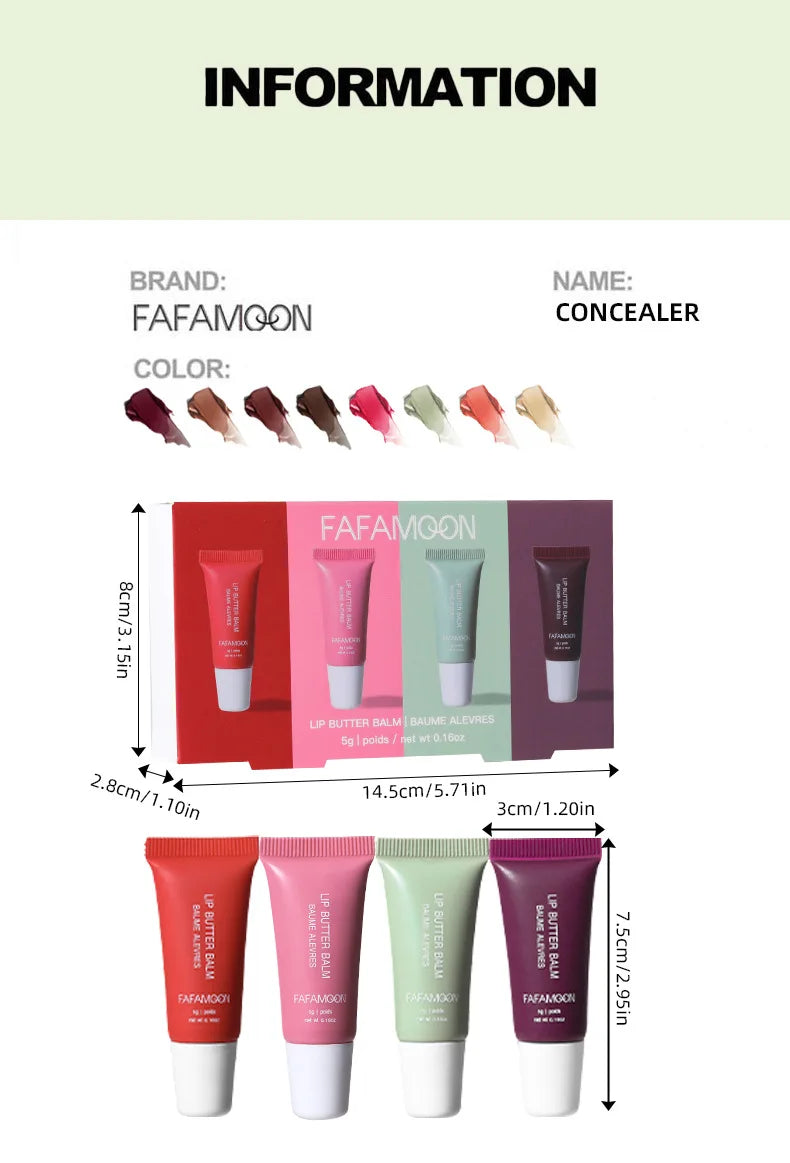 FAFAMON 4 Color Doodle Lip Butter Mirror Nourishing Lip Glaze Set Multicolor Plumping Lip Oil Moisturizing Glass Lip Oil Set