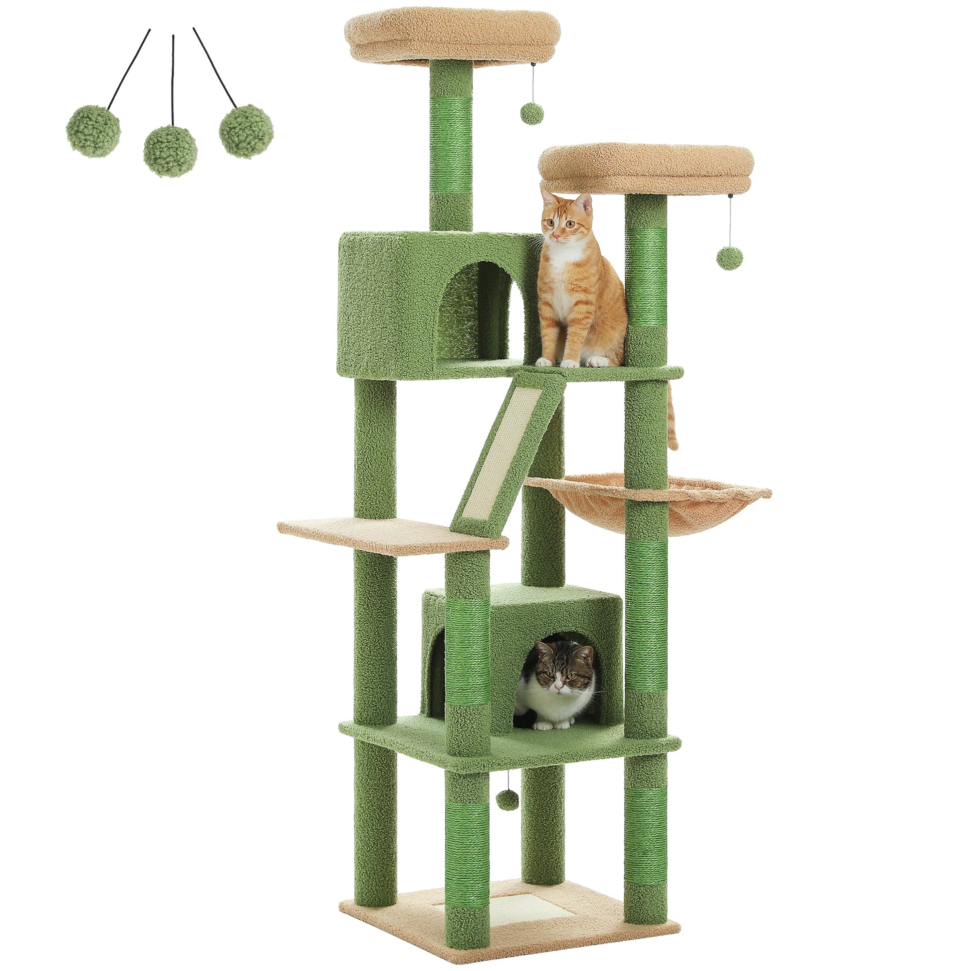Multi-Level Cat Tree with Scratching Posts, Cozy Condo, Hammock, Large Cat Tower for Indoor Cats, Cat Scratching Board, Cat Toys
