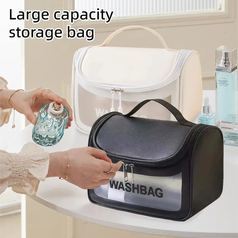 Cosmetic Bag Large Capacity PVC Waterproof Transparent Bag Outdoor Travel Wash Makeup Brush Storage Bag