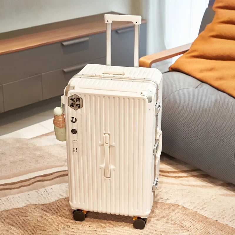 Large Capacity Travel Luggage Aluminum frame Suitcase pull rod Case 24/28/32 " with Cup Holder Travel Case Combination box