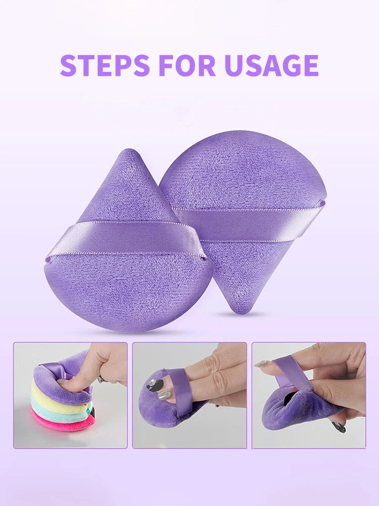 12 Pieces Powder Puff Face Triangle Makeup Sponge Soft Velour Puffs for Loose Powder Setting Powder Blender Foundation Sponge Be