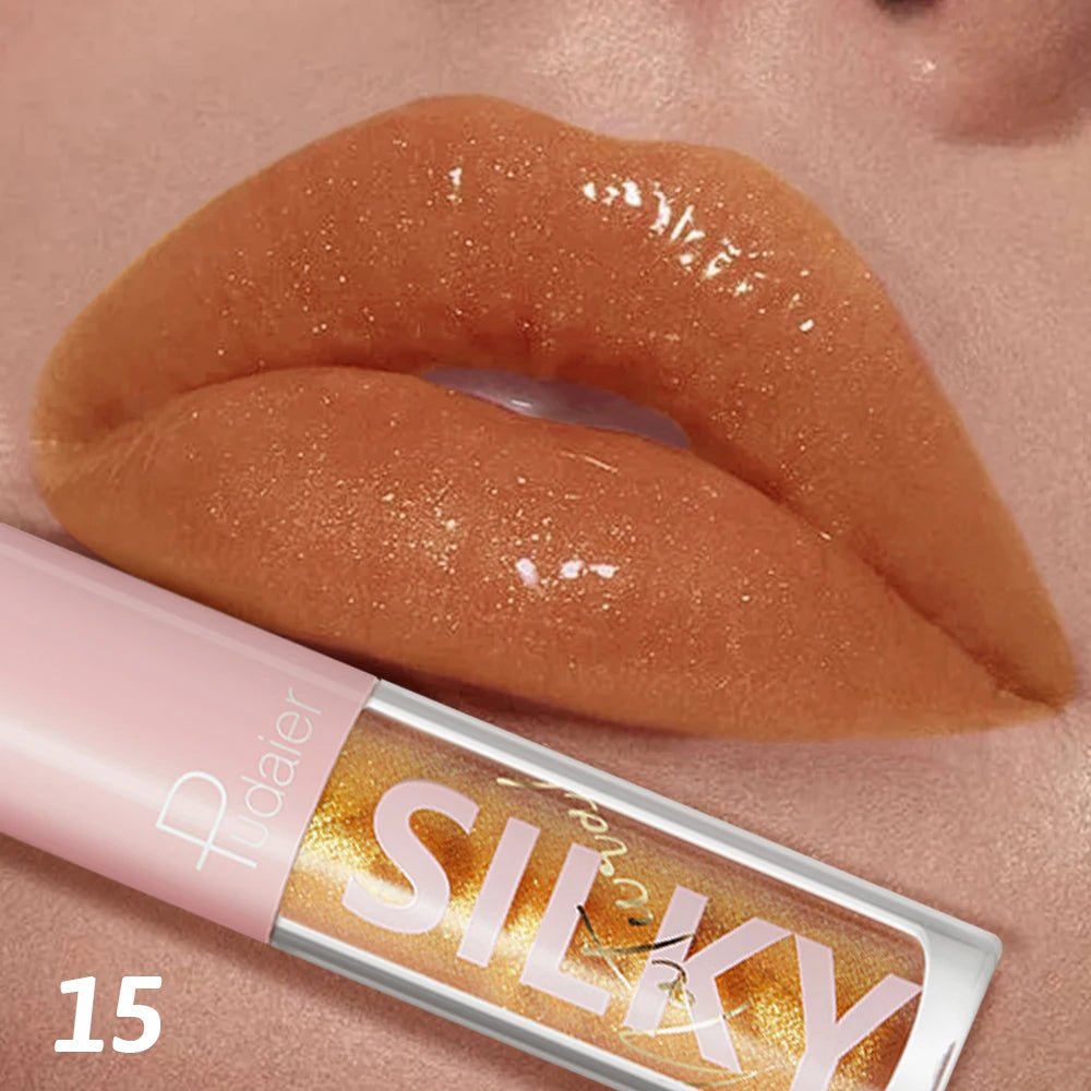 Waterproof quick-drying lip glaze, 16 colors available for mirror-finished lip glaze, clear and non-sticky, non-fading, waterpro