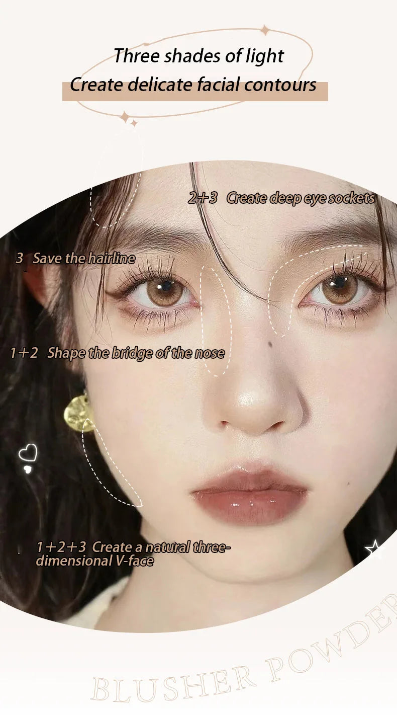 Three-color Blush Palette Delicate Long-lasting Waterproof Non-fading Eyeshadow Blush Integration Tray