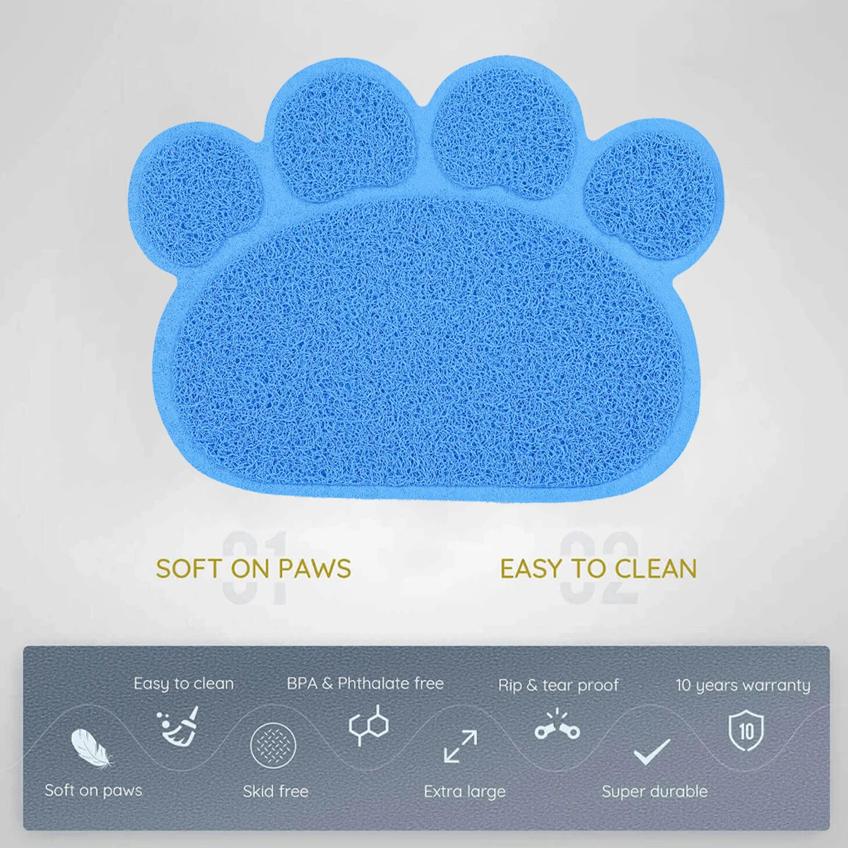 A cat claw shape waterproof pet cat and dog feeding mat, non-slip cat food mat, dog water bowl mat for indoor use