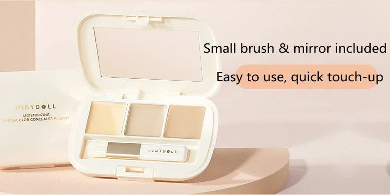 Judydoll Three-Color Concealer Palette Blemishes Spots Acne scars Covering Tear troughs Filling