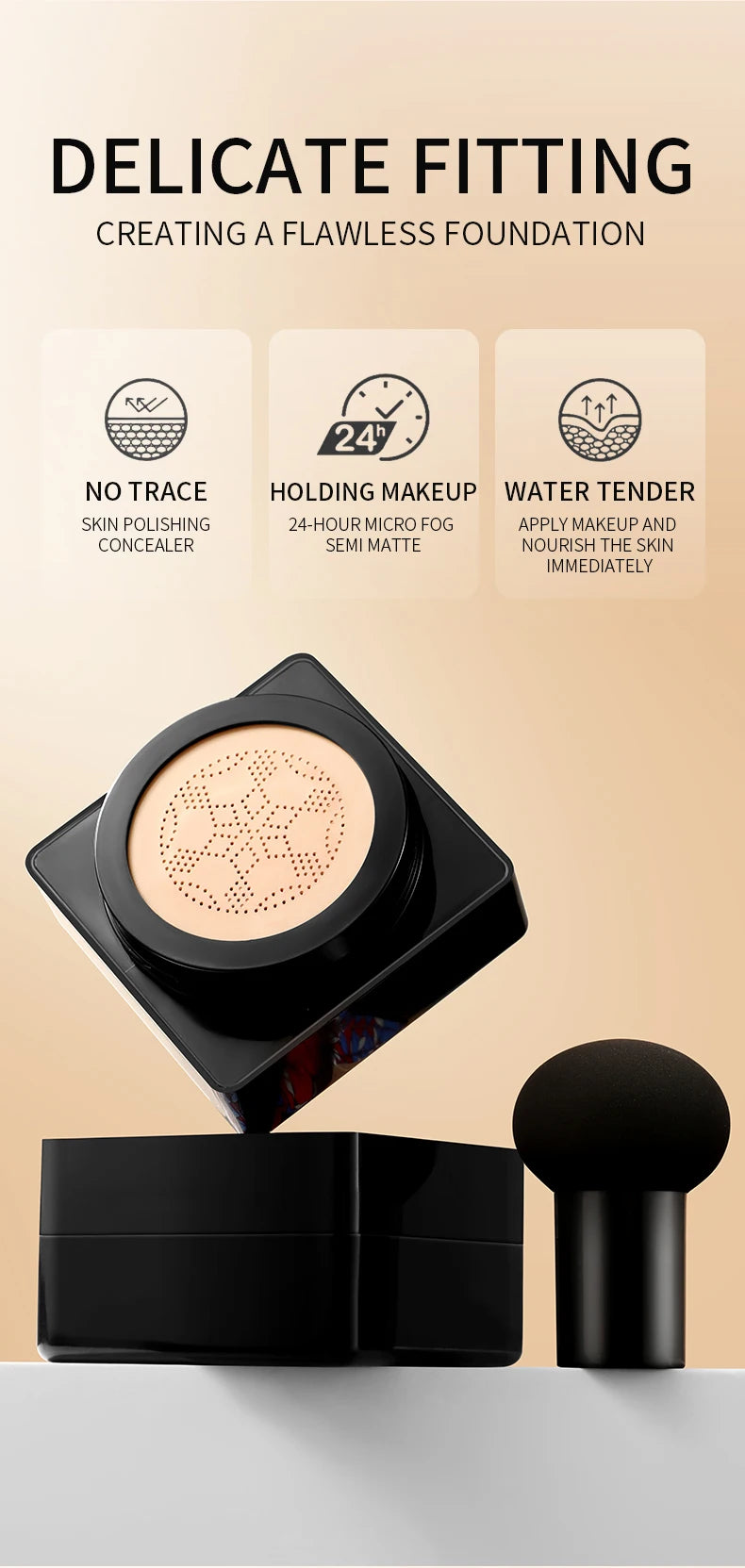 BB Cream Mushroom Head Air Cushion Powder Puff Moisturizing Brightening Foundation Concealer CC Cream Base Makeup Cosmetics