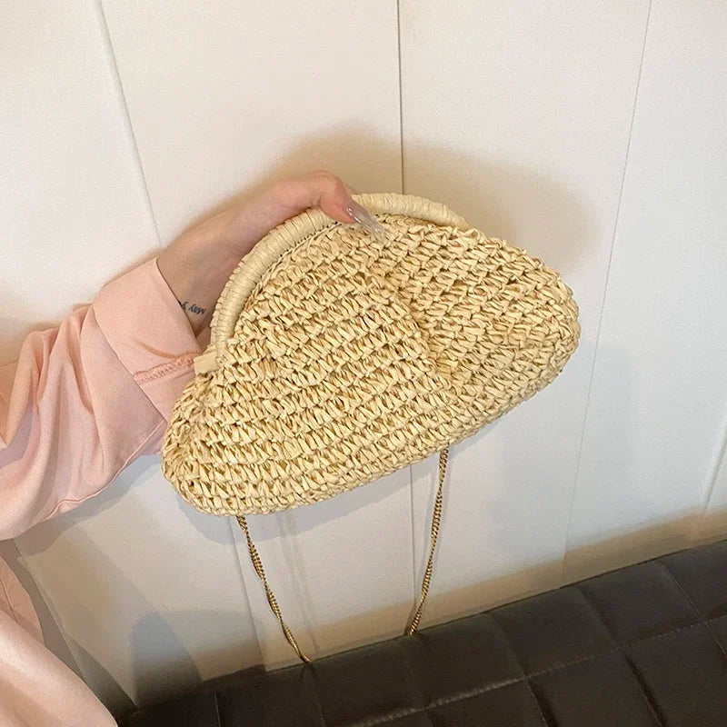2025 Summer New Straw Weaving Crossbody Bag Fashionable and Casual Shell bag Women's Shoulder Bags with Excellent Texture bolsas