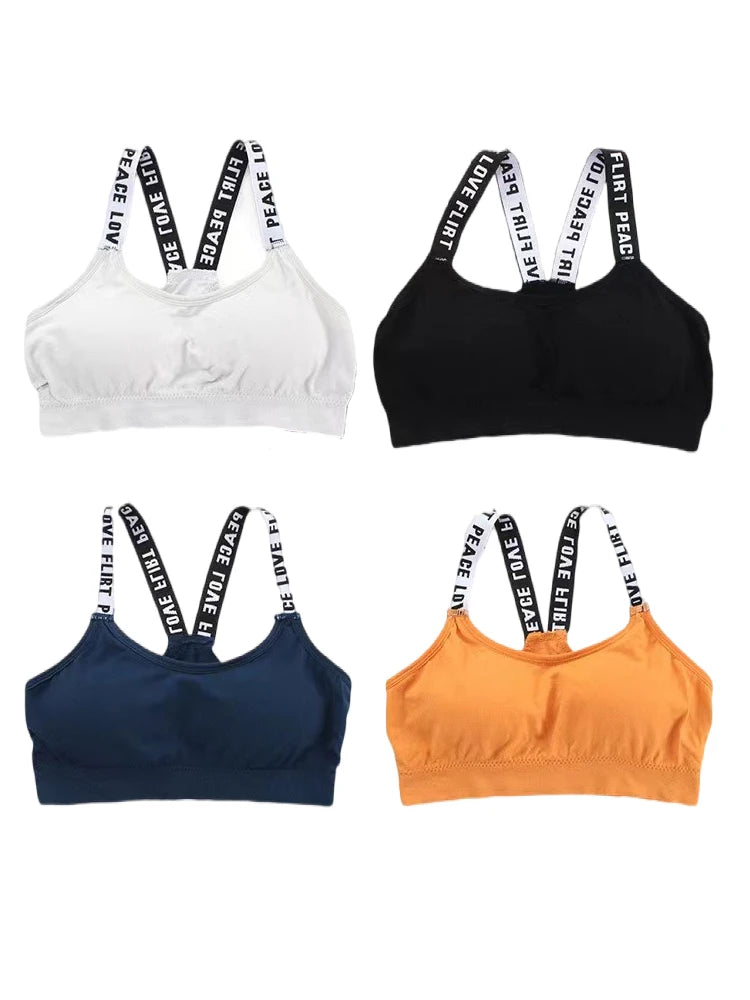4Pcs Suitable for 40-65kg underwear women without underwire integrated with chest cushion back heart wrap chest fitness yoga