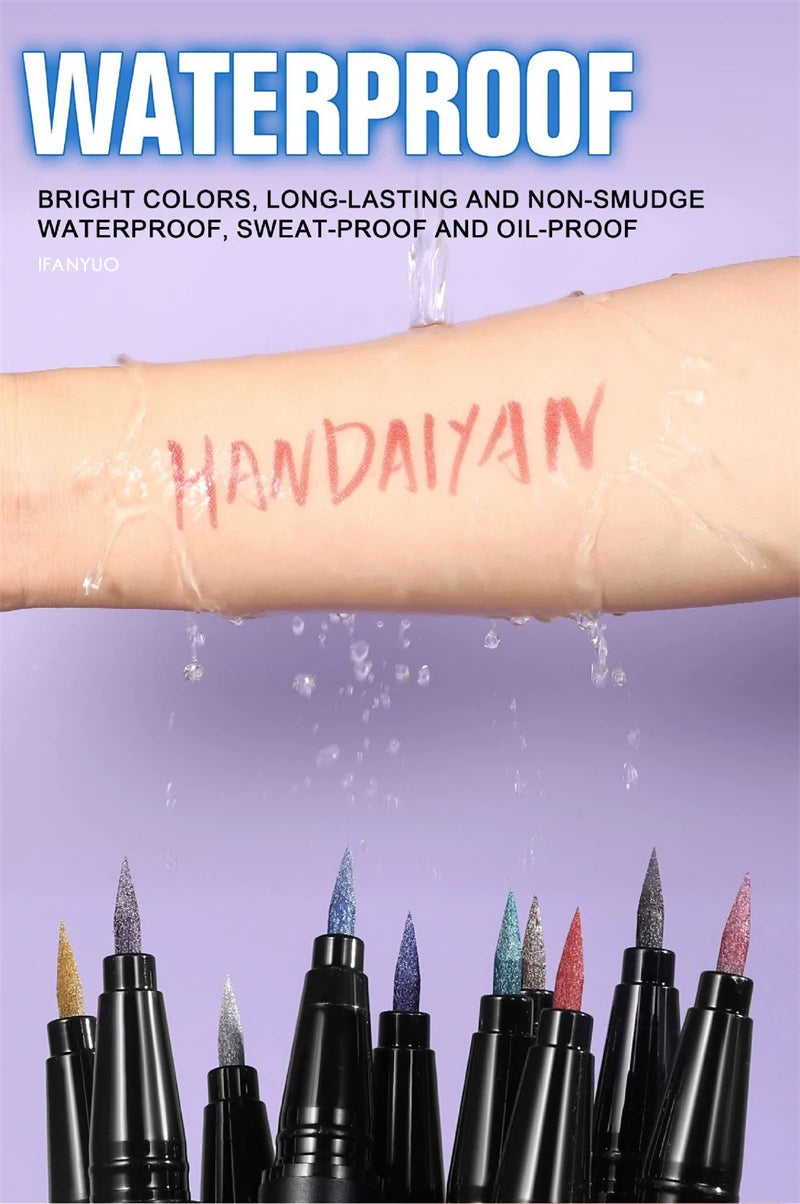 Glitter Liquid Eyeliner Pencil Waterproof Purple Pink Blue Eye Liner Pen Long Lasting Quickily Drying Eyes Makeup Cosmetics